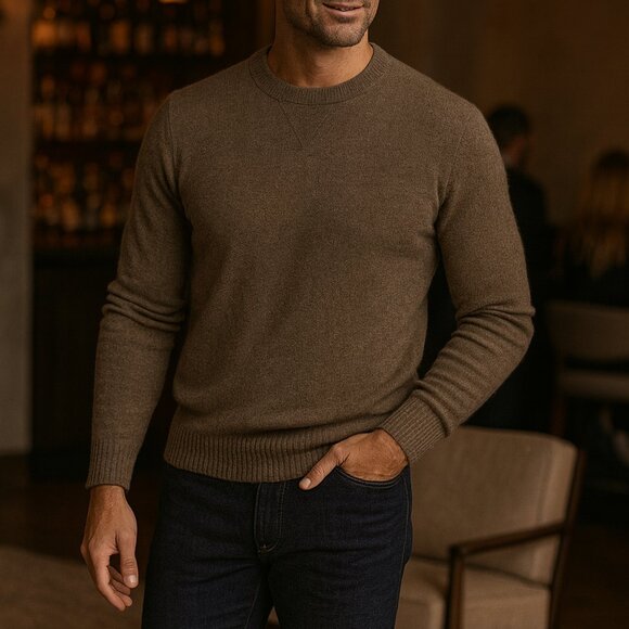 66 Degrees North Iceland Men's Wool-Cashmere Crewneck Taupe Sweater - Size M - Picture 1 of 11